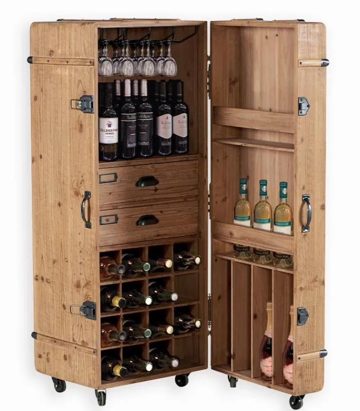 Bars & Étagères À Vin|Cocktail Scandinave Armoire-bar sapin massif WELLWOOD