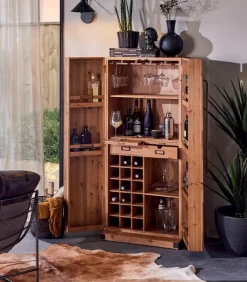 Bars & Étagères À Vin|Cocktail Scandinave Armoire-bar vintage en bois WENDY