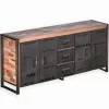 Bahuts & Vaisseliers|Cocktail Scandinave Bahut bois de bateau & métal 4 portes SAMBA
