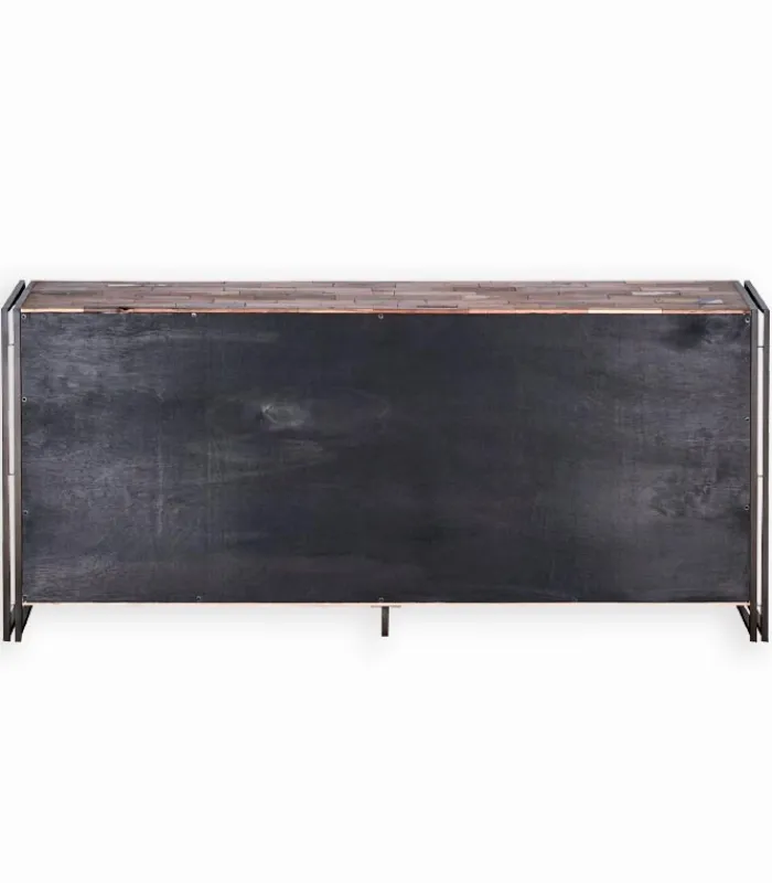 Bahuts & Vaisseliers|Cocktail Scandinave Bahut bois de bateau & métal 4 portes SAMBA