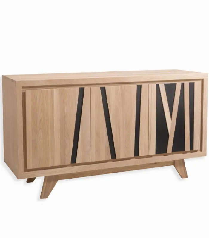 Bahuts & Vaisseliers|Cocktail Scandinave Bahut chêne blanchi 3 portes BAMBOO