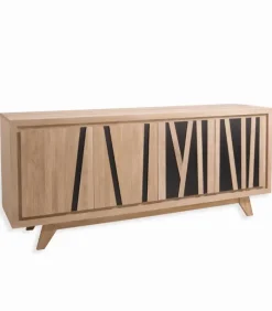 Bahuts & Vaisseliers|Cocktail Scandinave Bahut chêne blanchi 4 portes BAMBOO