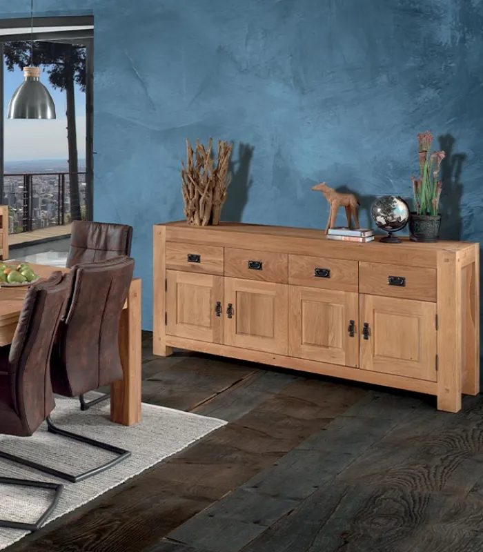 Bahuts & Vaisseliers|Cocktail Scandinave Bahut chêne huilé 4 portes NORWAY