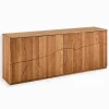 Bahuts & Vaisseliers|Cocktail Scandinave Bahut frêne massif 4 portes WAVE