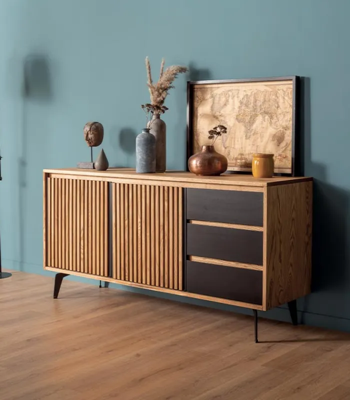 Bahuts & Vaisseliers|Cocktail Scandinave Bahut frêne 2 portes ALSEN
