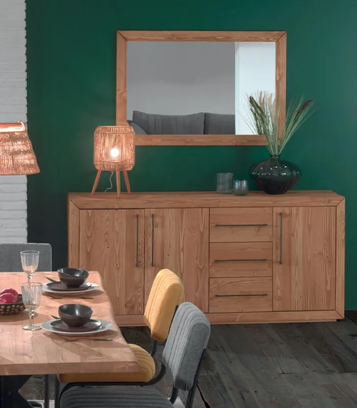 Bahuts & Vaisseliers|Cocktail Scandinave Bahut pin massif ciré brossé HJALMER
