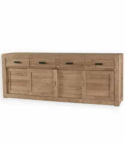 Bahuts & Vaisseliers|Cocktail Scandinave Bahut pin massif ciré 4 portes coulissantes MOVING