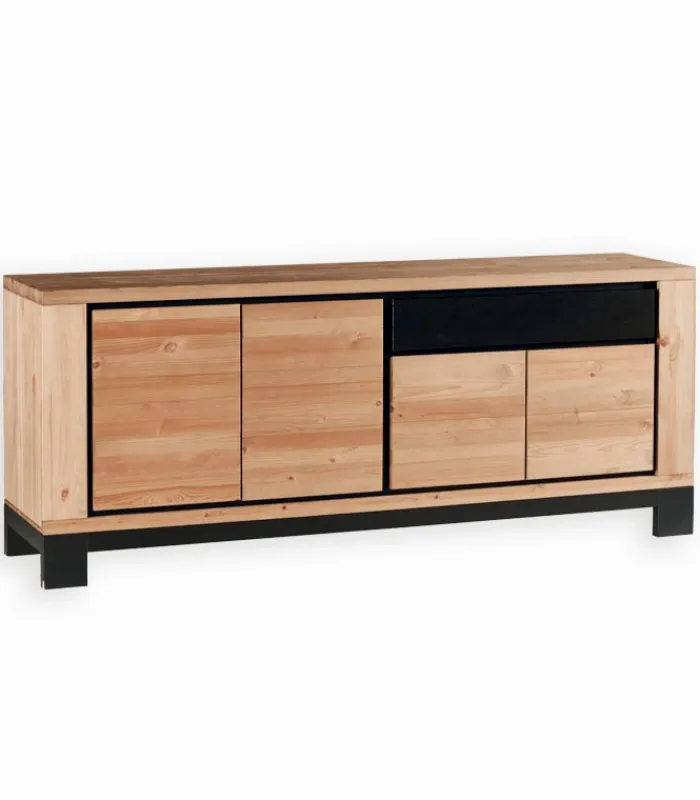 Bahuts & Vaisseliers|Cocktail Scandinave Bahut pin massif 4 portes FOX