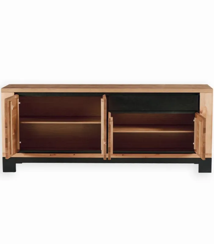 Bahuts & Vaisseliers|Cocktail Scandinave Bahut pin massif 4 portes FOX