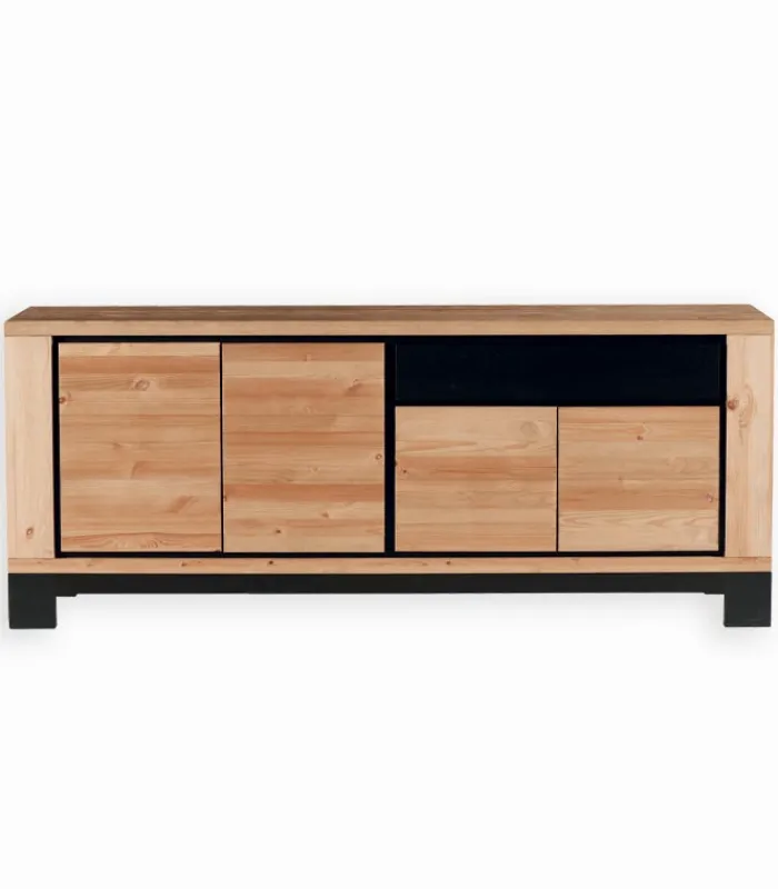 Bahuts & Vaisseliers|Cocktail Scandinave Bahut pin massif 4 portes FOX