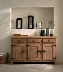 Bahuts & Vaisseliers|Cocktail Scandinave Bahut pin recyclé 3 portes COTTAGE