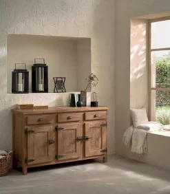 Bahuts & Vaisseliers|Cocktail Scandinave Bahut pin recyclé 3 portes COTTAGE