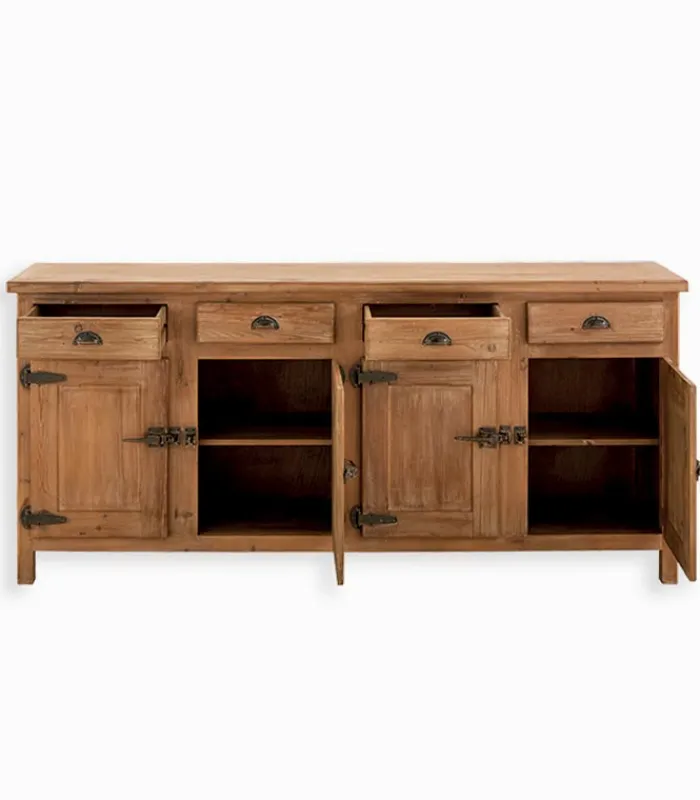 Bahuts & Vaisseliers|Cocktail Scandinave Bahut pin recyclé 4 portes COTTAGE