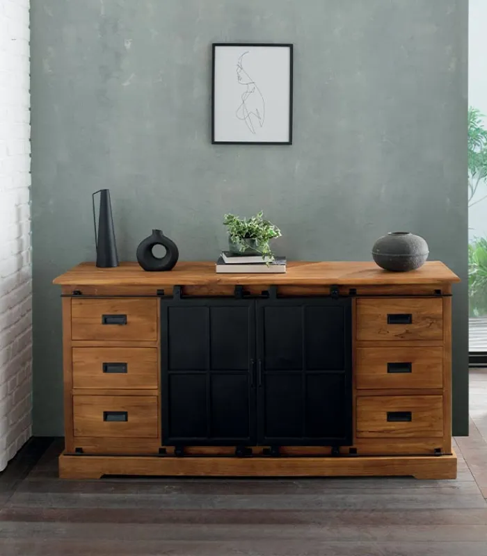 Découvrez Nos Meubles En Teck|Bahuts & Vaisseliers|Cocktail Scandinave Bahut teck recyclé STANLEY 2 portes
