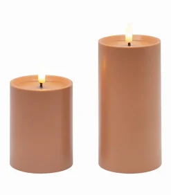 Bougies & Senteurs|Cocktail Scandinave Bougie LED cylindrique plastique terracotta / Set de 2