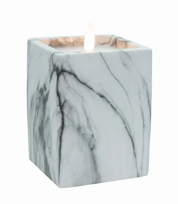 Décorations Led|Bougies & Senteurs|Cocktail Scandinave Bougie LED rectangulaire façon marbre