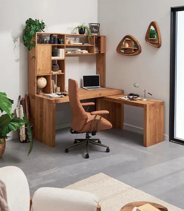Bureaux|Cocktail Scandinave Bureau bas pin massif ciré MALMOE