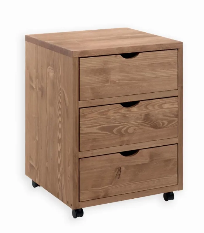 Bureaux|Cocktail Scandinave Caisson bureau pin massif 3 tiroirs MALMOE