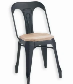 Chaises|Chaises|Cocktail Scandinave Chaise métal assise bois MACKAY