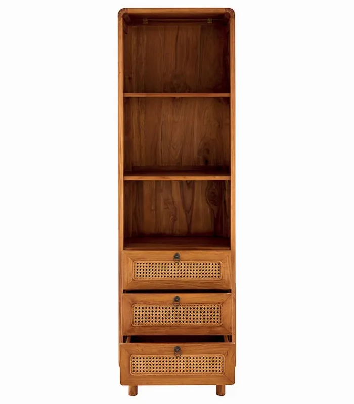 Découvrez Nos Meubles En Teck|Bonnetières & Colonnes|Cocktail Scandinave Colonne teck massif CARAWA 3 niches 3 tiroirs