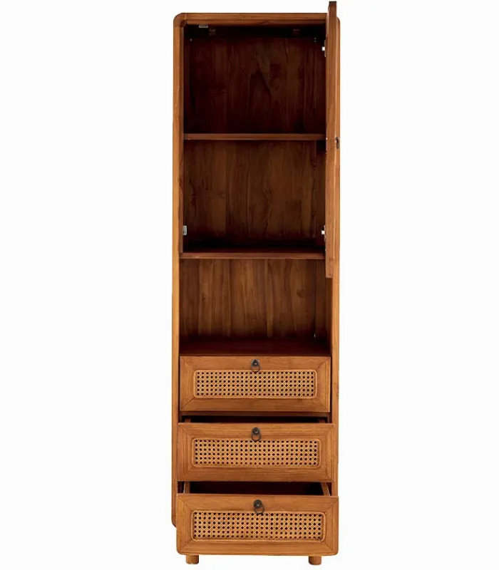 Découvrez Nos Meubles En Teck|Bonnetières & Colonnes|Cocktail Scandinave Colonne teck massif CARAWA 1 porte 3 tiroirs
