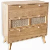Commodes|Cocktail Scandinave Commode bois 3 grands tiroirs TONLE