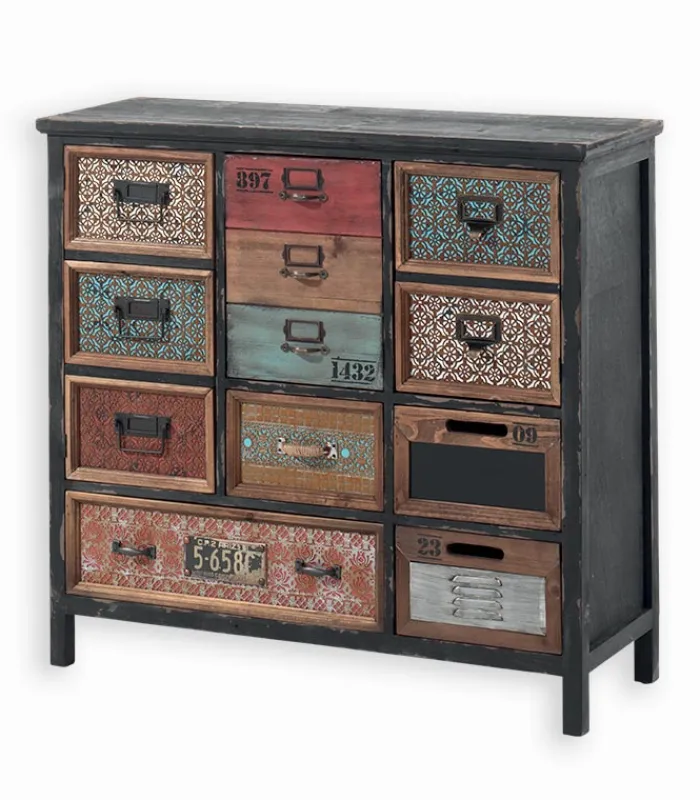Commodes Déco|Cocktail Scandinave Commode bois 4 tiroirs 3 portes – WENDY