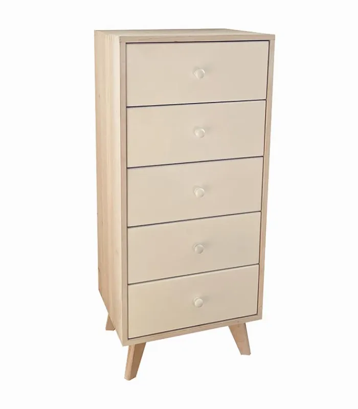 Commodes Déco|Cocktail Scandinave Commode déco 5 tiroirs LOGAN