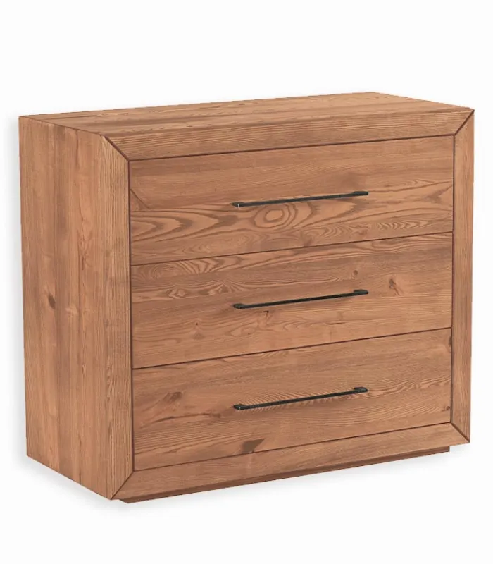 Commodes|Cocktail Scandinave Commode pin massif brossé 3 tiroirs HJALMER