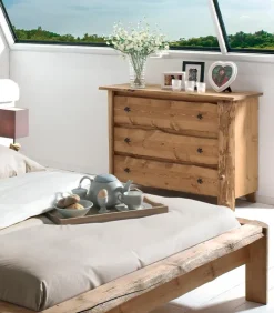 Commodes|Cocktail Scandinave Commode pin massif ciré 3 tiroirsTOUNDRA