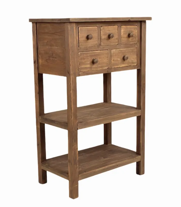 Commodes Déco|Cocktail Scandinave Commode sapin ANTIGO 5 tiroirs