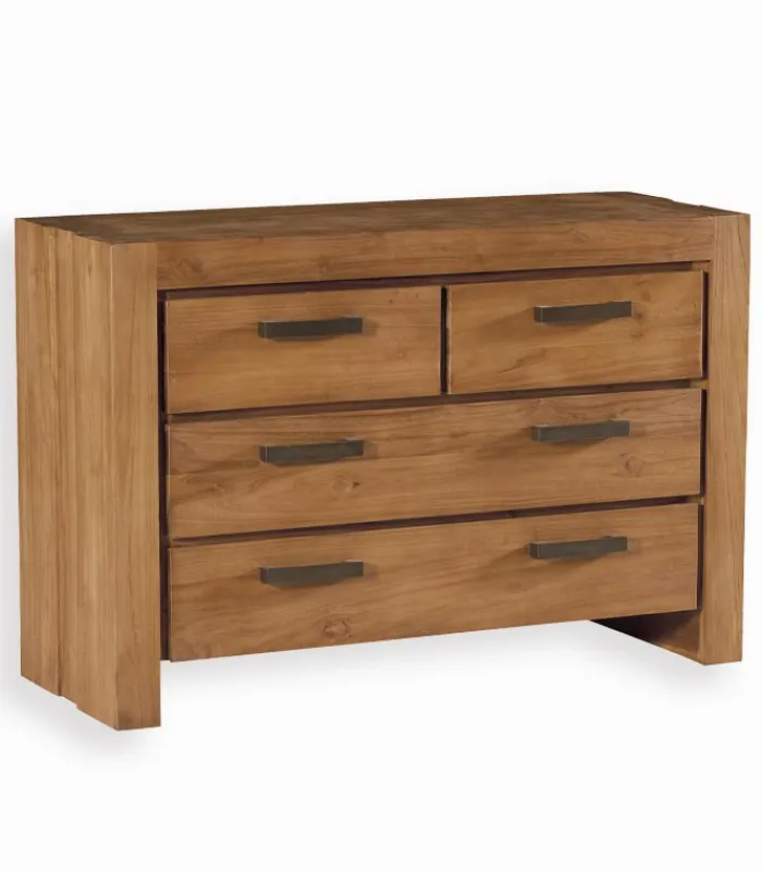 Découvrez Nos Meubles En Teck|Commodes|Cocktail Scandinave Commode teck massif 4 tiroirs MAHINA