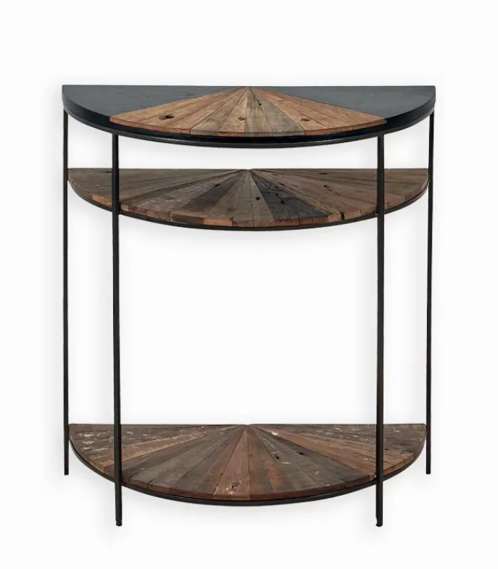 Consoles & Sellettes|Cocktail Scandinave Console bois de bateau et métal FACTORY