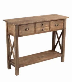 Consoles & Sellettes|Cocktail Scandinave Console sapin ANTIGO 4 tiroirs