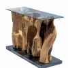 Découvrez Nos Meubles En Teck|Consoles & Sellettes|Cocktail Scandinave Console teck avec plateau en verre