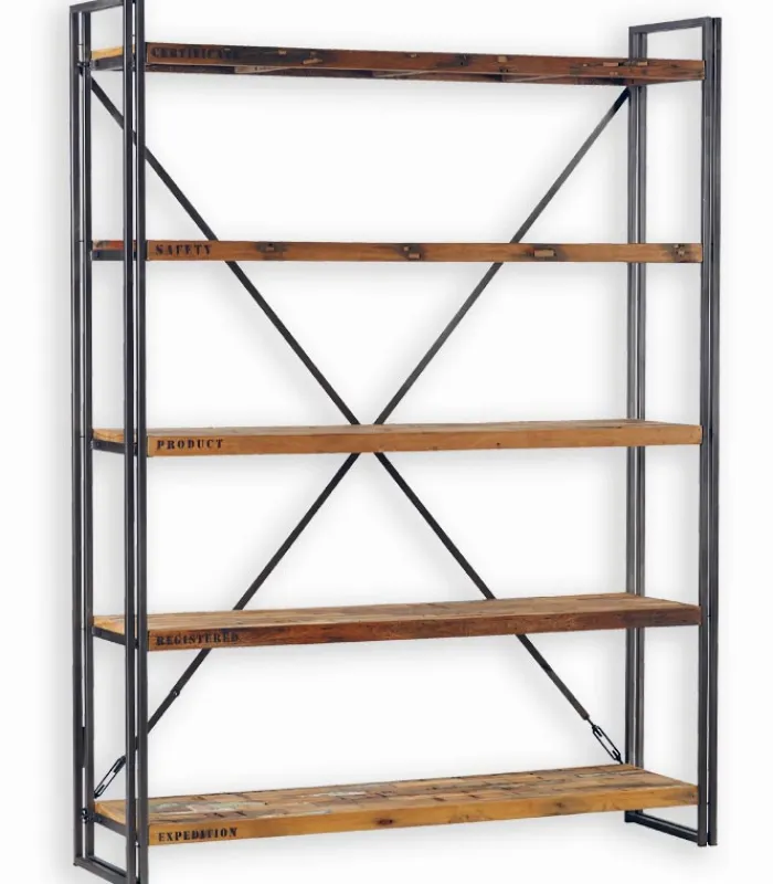 Etagères & Bibliothèques|Cocktail Scandinave Etagère bois de bateau et métal VINTAGE
