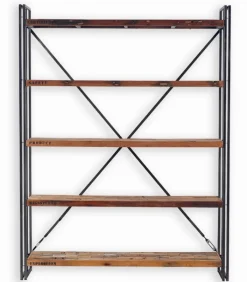 Etagères & Bibliothèques|Cocktail Scandinave Etagère bois de bateau et métal VINTAGE