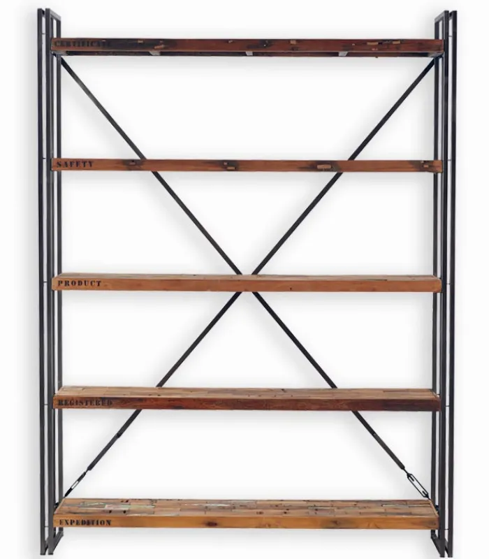 Etagères & Bibliothèques|Cocktail Scandinave Etagère bois de bateau et métal VINTAGE