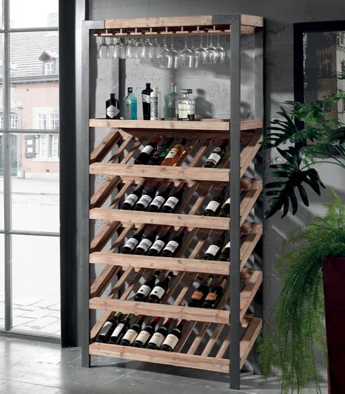 Bars & Étagères À Vin|Etagères & Bibliothèques|Cocktail Scandinave Etagère range-bouteilles VINO en bois et métal