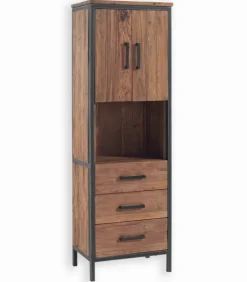 Découvrez Nos Meubles En Teck|Etagères & Bibliothèques|Cocktail Scandinave Etagère teck recyclé et fer vieilli 3 tiroirs BROWTON