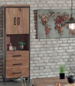 Découvrez Nos Meubles En Teck|Etagères & Bibliothèques|Cocktail Scandinave Etagère teck recyclé et fer vieilli 3 tiroirs BROWTON