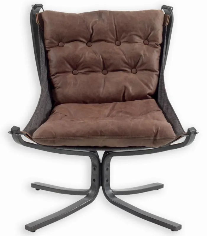 Fauteuils|Cocktail Scandinave Fauteuil cuir et métal NORMAN