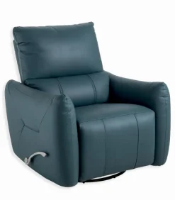 Fauteuils|Cocktail Scandinave Fauteuil relax tournant cuir bleu WINDLEY