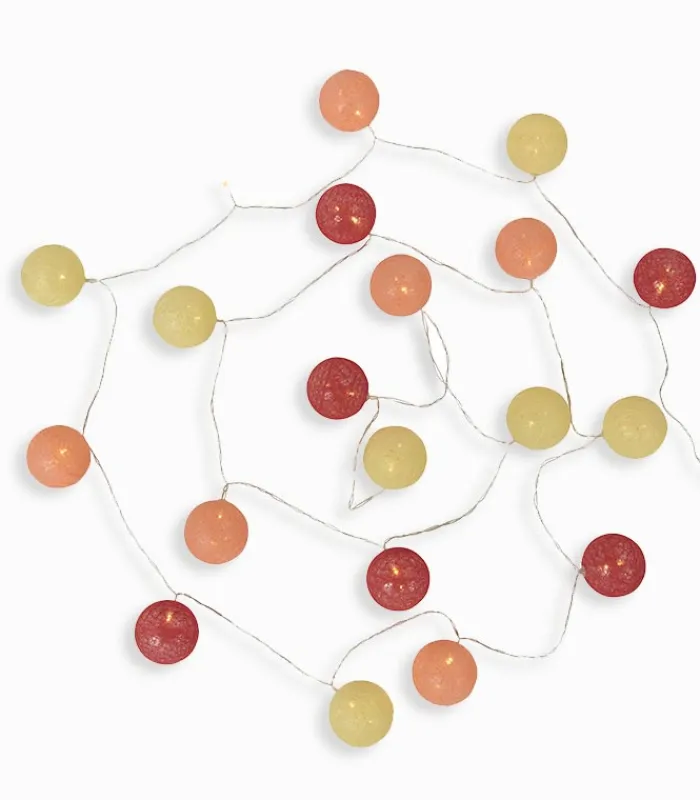 Décorations Led|Cocktail Scandinave Guirlande lumineuse boules jaunes oranges
