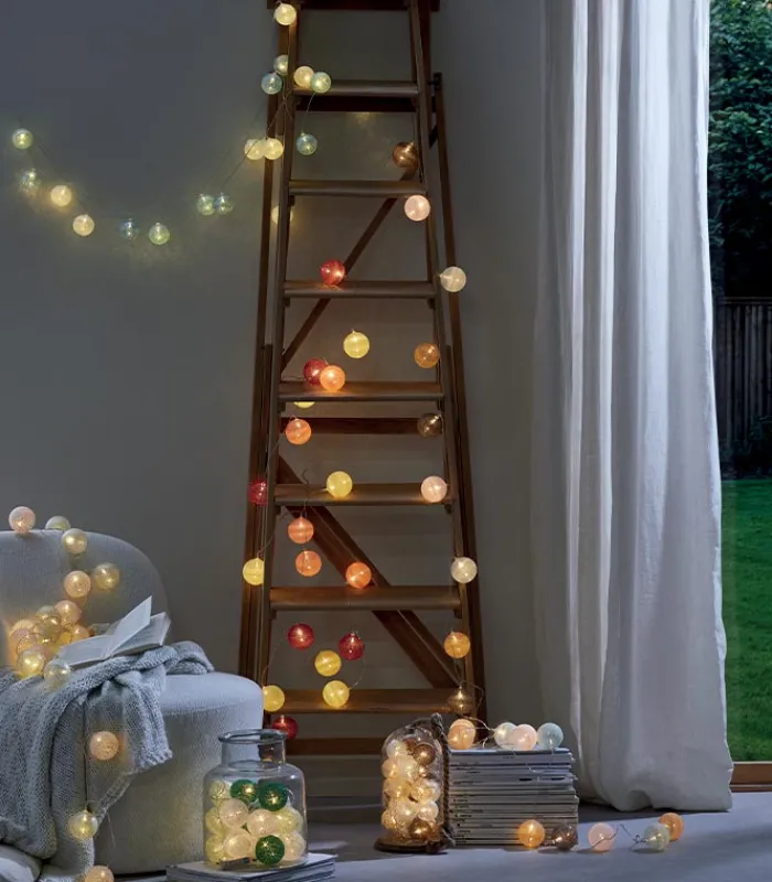Décorations Led|Cocktail Scandinave Guirlande lumineuse KIM boules colorées GM