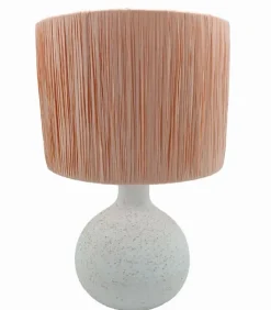 Lampes De Table|Cocktail Scandinave Lampe céramique blanche abat-jour papier tressé