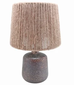 Lampes De Table|Cocktail Scandinave Lampe céramique noir abat-jour corde PM