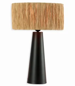 Lampes De Table|Cocktail Scandinave Lampe naturelle céramique et raphia SANTI