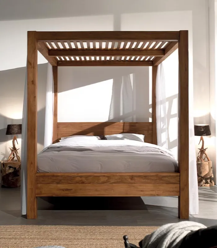 Découvrez Nos Meubles En Teck|Lits|Cocktail Scandinave Lit à baldaquin teck recyclé LUNA