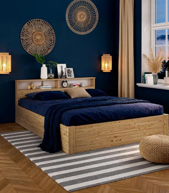 Lits|Cocktail Scandinave Lit coffre pin massif 2 places KAYA